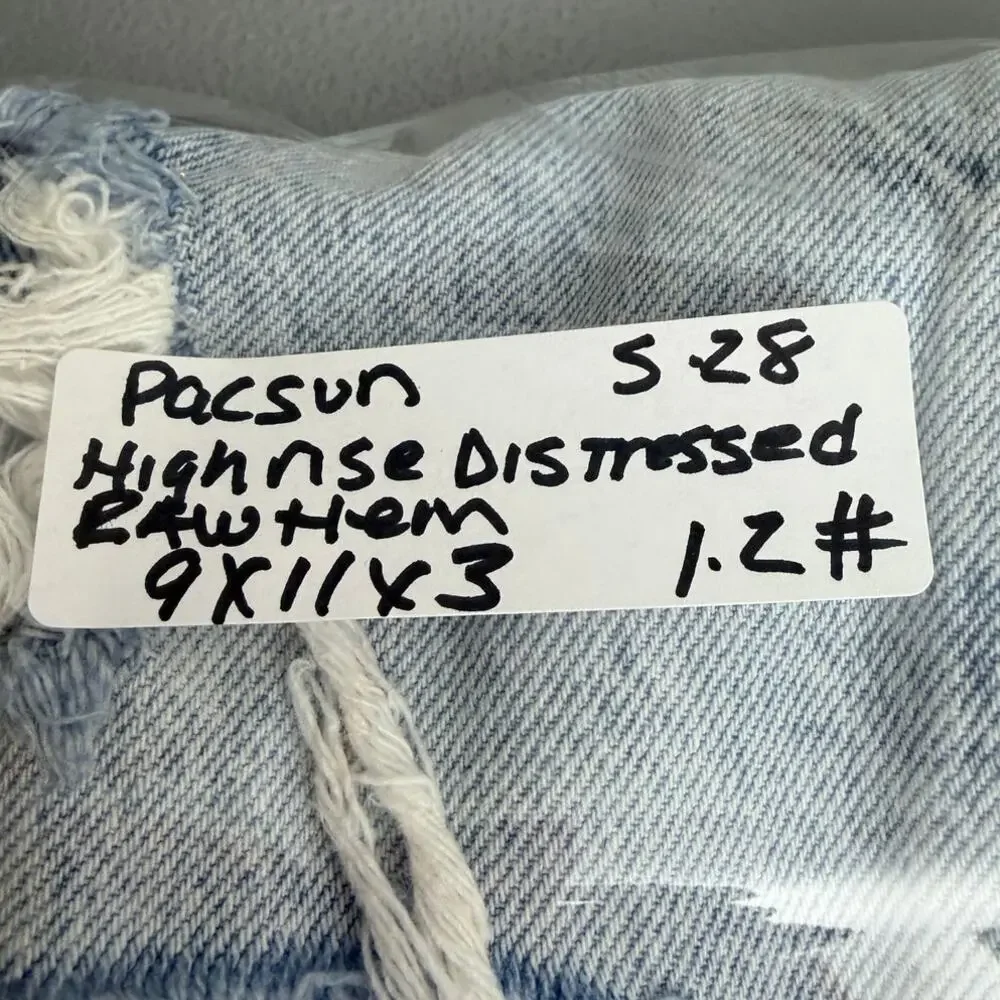 PacSun High Rise Distressed Jeans Light Wash Raw Hem Button Fly 28